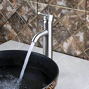 Grifo de latón para lavabo, de alta calidad, acabado de níquel