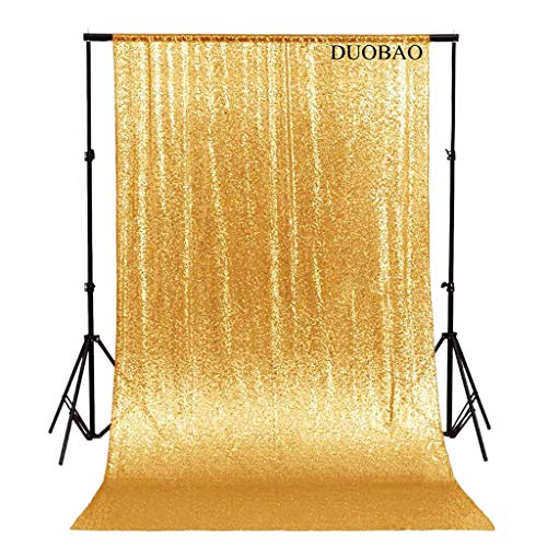 Sequin Backdrop 8FTx8FT Gold Sequin Backdrop Curtain Gold Glitter Background Ideal for Curtain/Wedding/Other Event Decor - Thumbnail 3