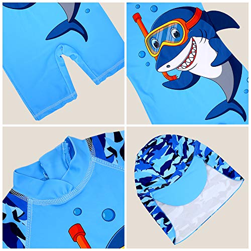 Baby Toddler Girl Unicorn Swimsuit Short Sleeve Bathing Suit-One Piece Swimwear Infant Toddler Sunsuits for Baby Girls (Camouflage Shark, 2-3T)
