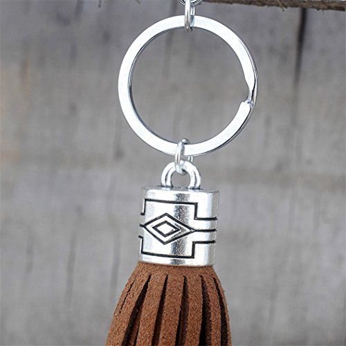 preliked Womens's Leather Tassel Charm Women Handbag Wallet Accessories Key Rings Bag Pendant (Brown)