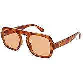 VANLINKER Oversized Retro Square Aviator Sunglasses for Women Men 70s Vintage Style Trendy Big Flat Top Sun Glasses VL9826