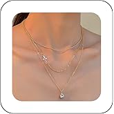 Andelaisi Boho Layered Crystal Necklace Vintage Hollow Cross Choker Necklace Gold Cross CZ Pendant Necklace Multilayered Crystal Chain Necklace Jewelry For Women