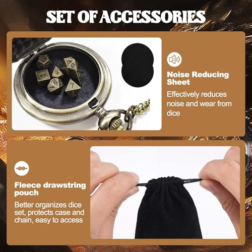 D&D Dice Set,7PCS Metal Dice for Dungeons and Dragons,Mini Dice Set with Pocket Watch Case,Role Playing Board Games Accessories (Dragon, Bronze)