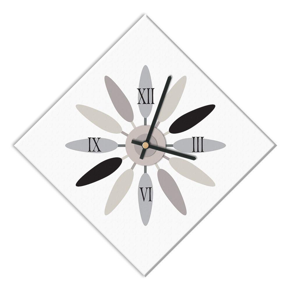 Mareli Wall Clock, Covered with printed paper, White and Grey, 42x42