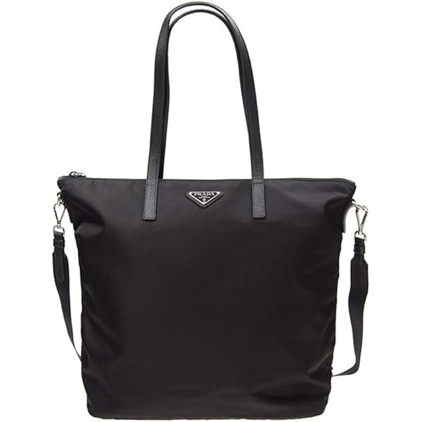 Amazon.com: Prada Tessuto Nylon & Saffiano Leather Black Top Zip
