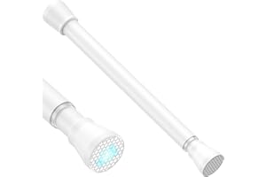 ZIPGLO Tension Rod 16 to 26 Inch Adjustable Curtain Rod No Drilling White Tension Curtain Rod Spring Tension Curtain Rod for Bookshelf Diy Projects Kitchen Cupboard Bathroom Wardrobe 1PCS