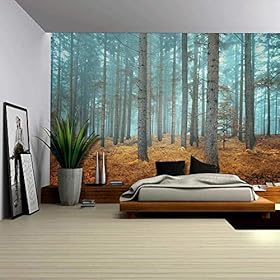 wall26 - Beautiful Dreamlike Forest in Autumn Time - Wall Mural, Removable Sticker, Home Decor - 100x144 inches 51Pwm75wggL