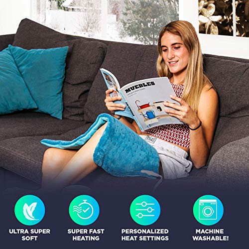 Cure Choice Large Electric Heating Pad for Back Pain Relief + Storage Pouch, Ultra Soft 12"x24" Heating pad for Muscle Cramps - Heated Pad with Adjustable Temperature Settings, Safe Auto Shut (Blue) - Thumbnail 6