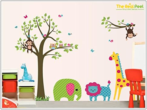 The Real Peel Premium Removable Wall Stickers for Kids Rooms, Nursery, Baby, Boys &amp; Girls Bedroom - Peel &amp; Stick, Large Removable Vinyl Wall Decal Stickers (Fantasy Zoo)