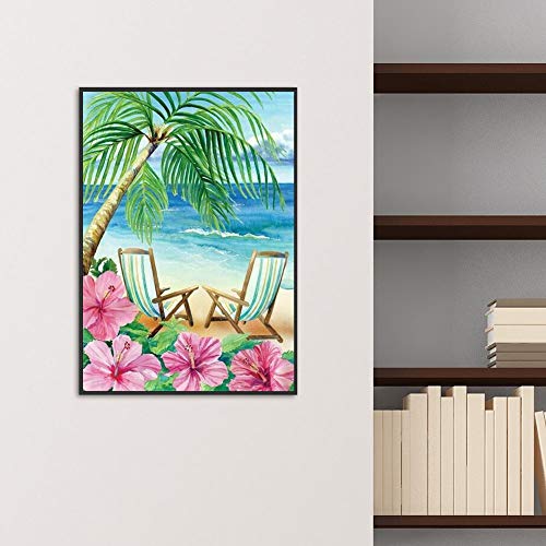 5D Diamond Painting Mosaic Making 5D DIY Full Drill Diamond Painting Beach Chairs Cross Stitch Embroidery Kit