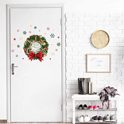 Iusun Merry Christmas Snowflake Wreath Wall Stickers DIY Window Decals for Bedroom Living Room Restaurant Mall Xmas Decoration (A) - Thumbnail 3