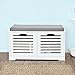 Haotian FSR23-K-W, White Storage Bench with 2 Drawers & Removable Seat Cushion, Shoe Cabinet Shoe Bench