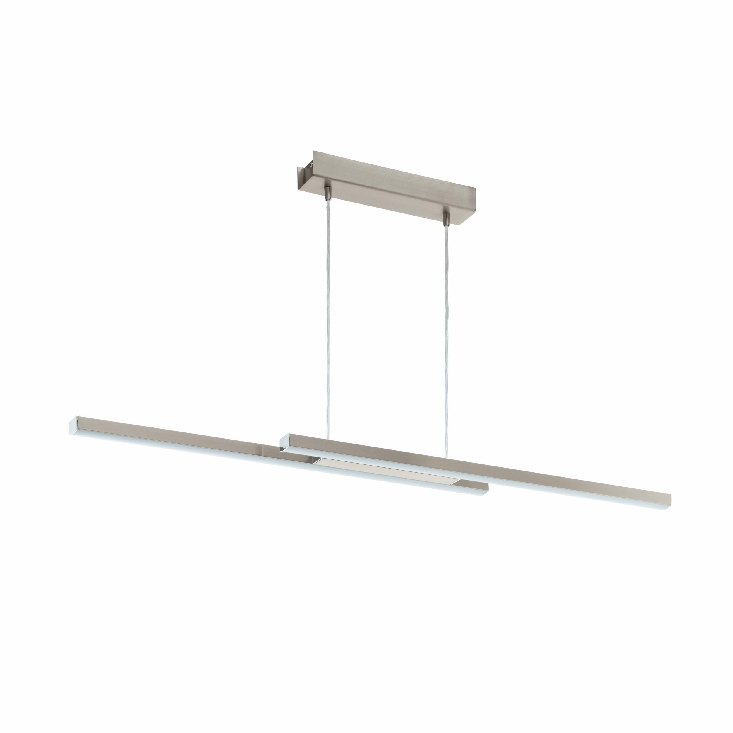 EGLO Connect Fraioli-C LED Pendant Light, 2-Bulb Pendant Light, Aluminium and Plastic in Matte Nickel, White, Colour Temperature Changing (Warm, Neutral, Cold), RGB, Dimmable, L 105.5 cm