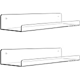 Cerpourt Acrylic Floating Wall Ledge Shelf, Clear Bathroom Storage Shelves Display,Acrylic 15" Invisible Bookshelf (2pack)