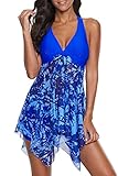 ReachMe Womens Tankini Swimsuits with Shorts Two Piece Tummy Control Swimwear Swim Dress