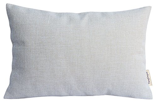 TangDepot Heavy Lined Linen Cushion Cover, Throw Pillow Cover, Rectangle Pillow Covers, Decorative Cushion Cover Pillowcase - (12"x18", Cream White)