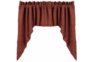 HOME COLLECTIONS BY RAGHU Home collection by Raghu 2-Piece Philmont Jacquard Swag, 72 by 36-Inch, Barn Red Oat