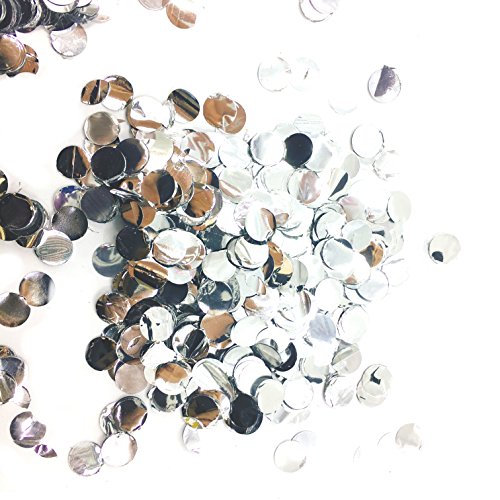 AWESON PARTY Sparkle Silver Metallic Foil Round Confetti Circle Dots Graduation Wedding Table Scatter Centerpieces Baby Shower Birthday Party Favors Decorations Celebrations, 50g