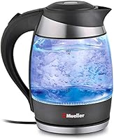 Mueller Ultra SpeedBoil Cordless Electric Kettle Glass Tea, Coffee Pot 1.8 Liter Cordless with LED Light, Borosilicate Glass BPA-Free with Auto Shut-Off and Boil-Dry Protection