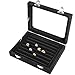 Pasutewel Velvet Glass Ring Jewellery Display Storage Box Jewelry Holder Storage Organizer Stand 7 Slots (Black)