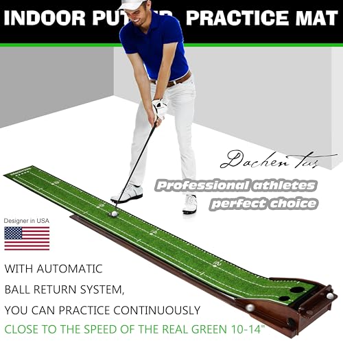 Dachenus Putting Green, Putting Matt for Indoors, Putting Mat Indoor Golf Matt Putting with Automatic Ball Return for Outdoor, Office, Living Room Practice,Best Putting Assist