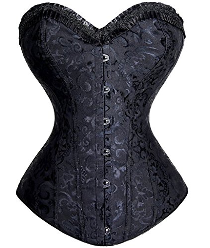 YIANNA Women's Spiral Steel Boned Waist Training Overbust Corset bustier