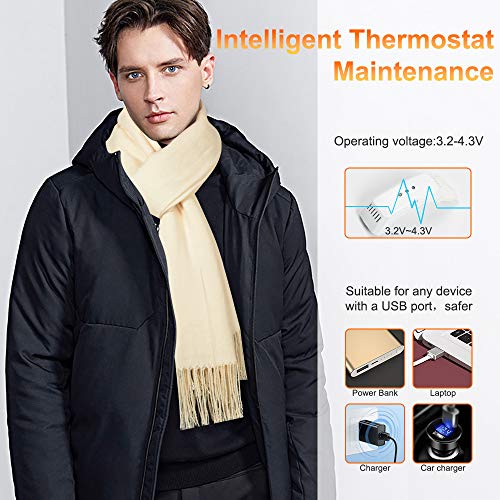 Heated Scarf, New USB Electric Semiconductor Cashmere Scarf for Women and Men - Thumbnail 4