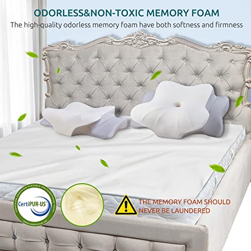 DONAMA Cervical Pillow for Neck and Shoulder,Contour Memory Foam Pillow,Ergonomic Neck Support Pillow for Side Back Stomach Sleepers with Pillowcase