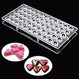 Jeteven Heart Clear Polycarbonate Chocolate Mold Jelly Candy Making Mold 55-Piece Tray