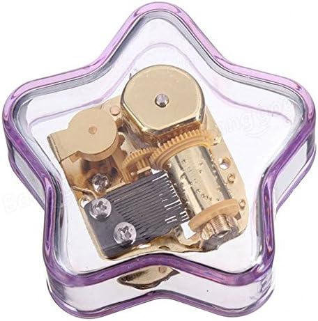YouTang Star-Shaped Creative Transparent Acrylic 18-Note Wind-up Musical Box,Musical Toys,Tune:You are My Sunshine,Purple