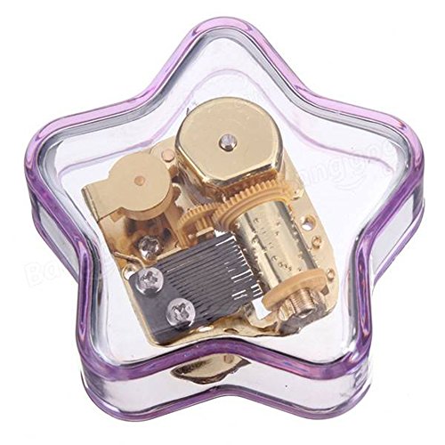 YouTang Star-Shaped Creative Transparent Acrylic 18-Note Wind-up Musical Box,Musical Toys,Tune:You are My Sunshine,Purple