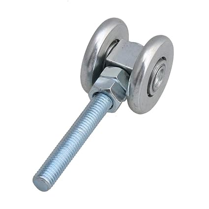 Steel Single Wheel Rail Hanging Trolley Silver Sliding Track