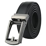 Men's Genuine Leather Ratchet Dress Belt with Automatic BuckleFits Waist Size 28''-44'' (Black Buckle)