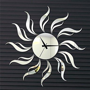 Lanmei 20H Modern Style Sunshine Flowers 3D DIY Acrylic Mirror Wall Clock