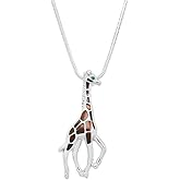 Liavy's Giraffe Charm Pendant Fashionable Necklace - Hand Painted - Sparkling Crystal - 17" Snake Style Chain - Unique Gift and Souvenir