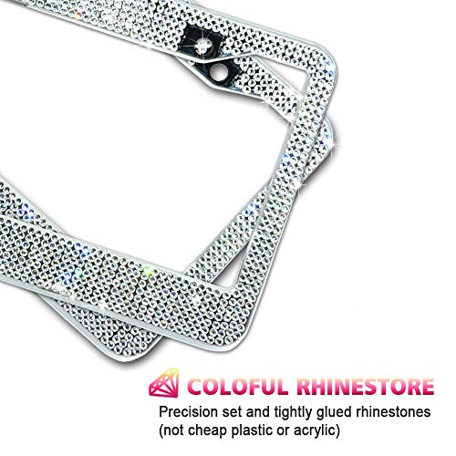 Lord Eagle License Plate Frame, 2 Pack Rhinestone License Plate Frames with GiftBox and 7 Shiny Crystal Rows,Over 1050pcs 14 Facets SS16 Finest Handcrafted Bling White Rhinestone