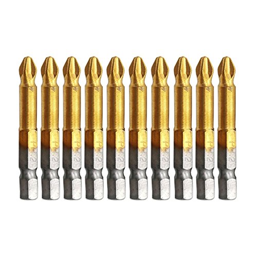 5 Pcs Anti Slip Electric Screwdriver Bits,TIFENNY 50mm Length Single Side Magnetic Hex Shank PH2 (B)