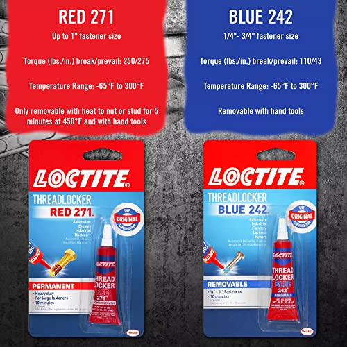 Loctite Threadlocker Blue 242 - Removable Thread Lock Glue for Nuts, Bolts, & Fasteners, Medium Strength Screw Glue to Prevent Loosening & Corrosion - 6 ml, 1 Pack