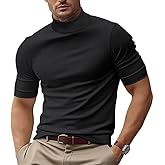 Men's Fashion Shirts Short Sleeve Mock Turtleneck T-Shirts Casual Undershirt Tops