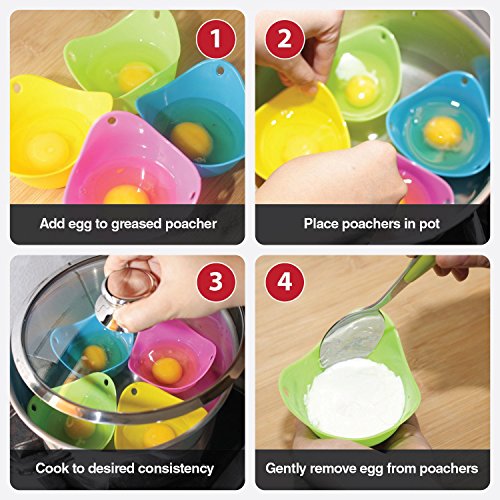 Egg Poachers, Silicone Egg Poaching Cups,, For Microwave or Stovetop Egg Cooking, Kraft Box Packing, Pack of 4 4 Egg Poachers, Silicone Egg Poaching Cups,, For Microwave or Stovetop Egg Cooking, Kraft Box Packing, Pack of 4 - Image 5
