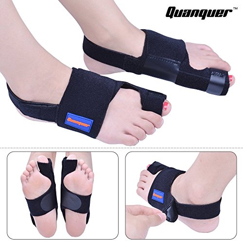 Bunion Corrector by Quanquer [Pair] - Bunion Splint Toe Straightener Brace for Hallux Valgus Pain Relief Fits Men & Women (Black) - Thumbnail 5
