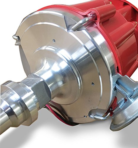 For Racing Chevy V8 HEI Distributor w/ 65K Coil & Red 90 Degree Spark Plug Wires