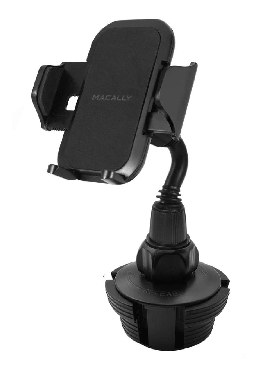 Macally Car Cup Holder Phone Mount [Upgraded], Adjustable Gooseneck Cell Phone Holder Car Mount - Easy Cup Phone Holder Clamp in Vehicle - Cupholder Compatible with All iPhone Android Smartphone