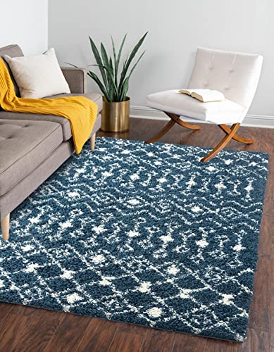 Unique Loom Moroccan Trellis Shag Collection Area Rug - Meknes (7' 1" x 10' Rec…