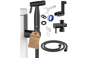 Rionox Bidet Sprayer - Adjustable Water Pressure Jet for Toilet, Handheld Bidet for Toilet, Easy Installation, Quality Stainless Steel, Durable Internals, Leakproof Design (Matte Black)
