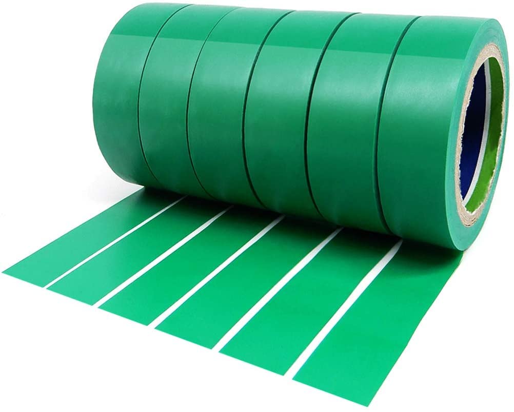 YTBUBOR Green Electrical Insulation Tape 6 Roll Strong Adhesive PVC Tapes 17mm x 9m