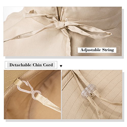 Summer Bill Flap Cap SPF 50 Cotton Sun Golf Hat with Neck Cover Cord