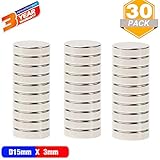 ELECFIND Magnets Magnet, For Refrigerator Fridge, Round, Permanent, Craft, Office (Disc:15x3mm)