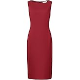 Hobemty Women's Sleeveless Sheath Dress Boat Neck Casual Office Pencil Dresses