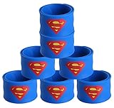 Justice League Superhero Slap Bracelet for Kids Boys & Girls Birthday Party Supplies Favors (7 Pack Superman)